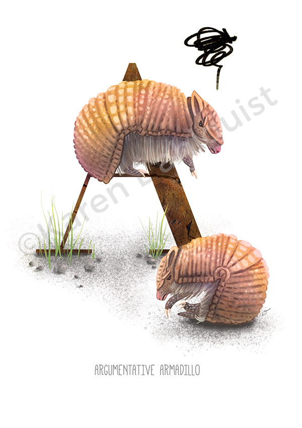 ABC Book Argumentative Armadillo Drawn by © Karen Dahlquist Illustrator Graphic Designer